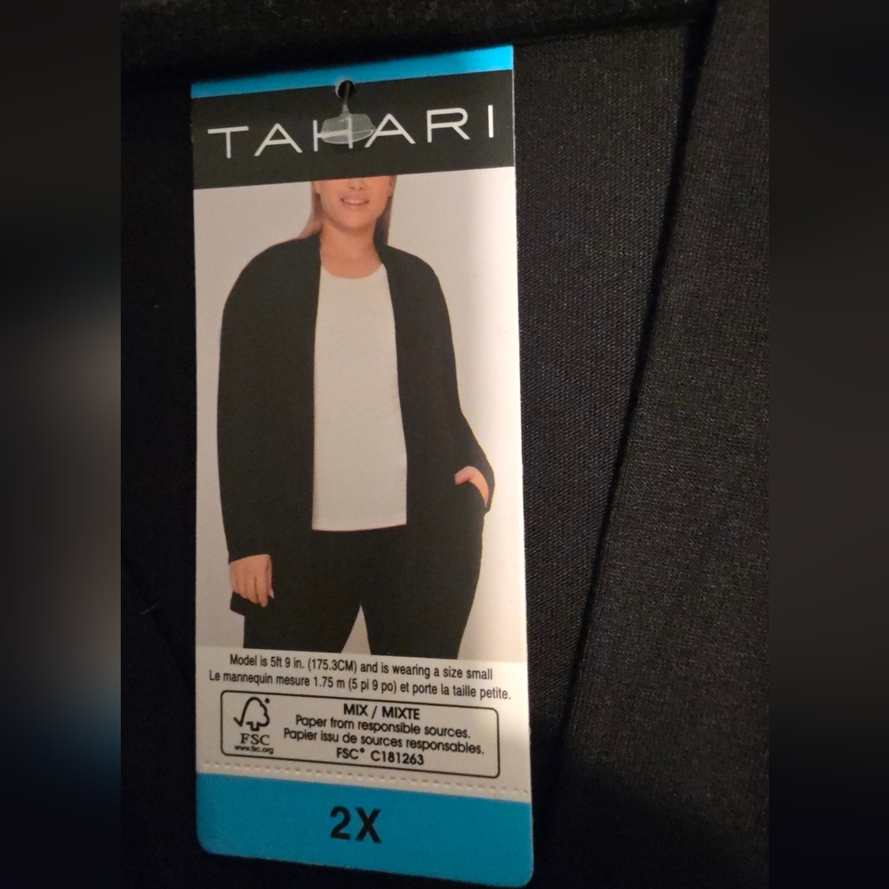 Tahari Plus Sized 2X Elegant Black Cardigan